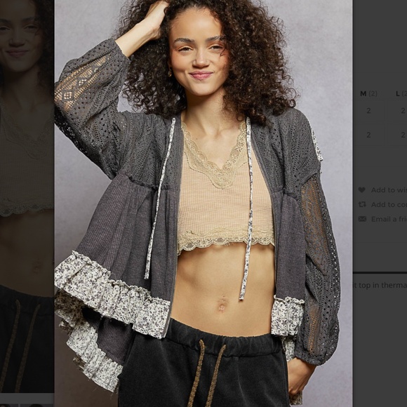 POL “ Kelly “ POL Hoodie Zip Up Top Jacket with Crochet Lace Detail 37 - Picture 6 of 6